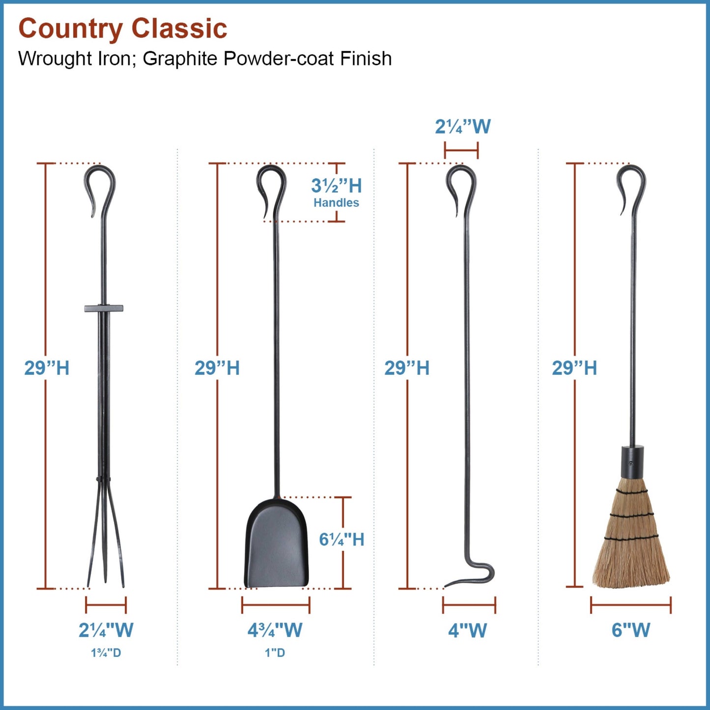 Fireplace Tool Set, Country Classic