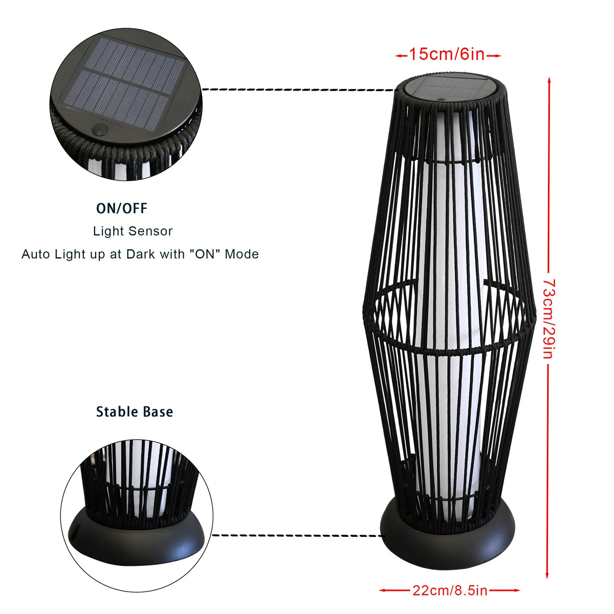Solar Powered Lantern Wicker Solar Patio Lamp-2 piece set