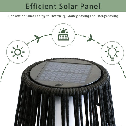 Solar Powered Lantern Wicker Solar Patio Lamp-2 piece set