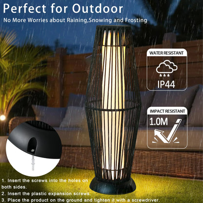 Solar Powered Lantern Wicker Solar Patio Lamp-2 piece set