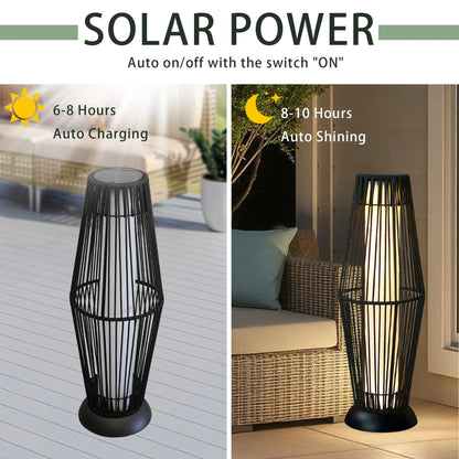 Solar Powered Lantern Wicker Solar Patio Lamp-2 piece set