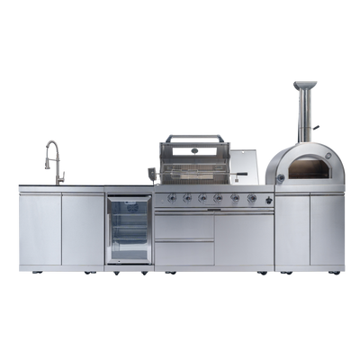 125" 10,8000 BTU 4-Burner Outdoor Kitchen Island Grill with Pizza Oven