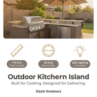 Grill BBQ Island Maui 7'6" with 33" Round Bar, LED Lights & Built-In BBQ — Results & Stats