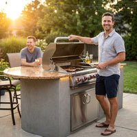 Grill BBQ Island Maui 7'6" with 33" Round Bar, LED Lights & Built-In BBQ — Lifestyle