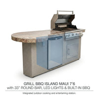 Grill BBQ Island Maui 7'6" with 33" Round Bar, LED Lights & Built-In BBQ — How It Works