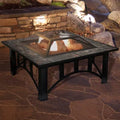 Pure Garden Square Tile Fire Pit with Mosaic Stone Accents