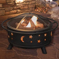 Pure Garden Stars and Moon 30" Wood-Burning Steel Fire Pit