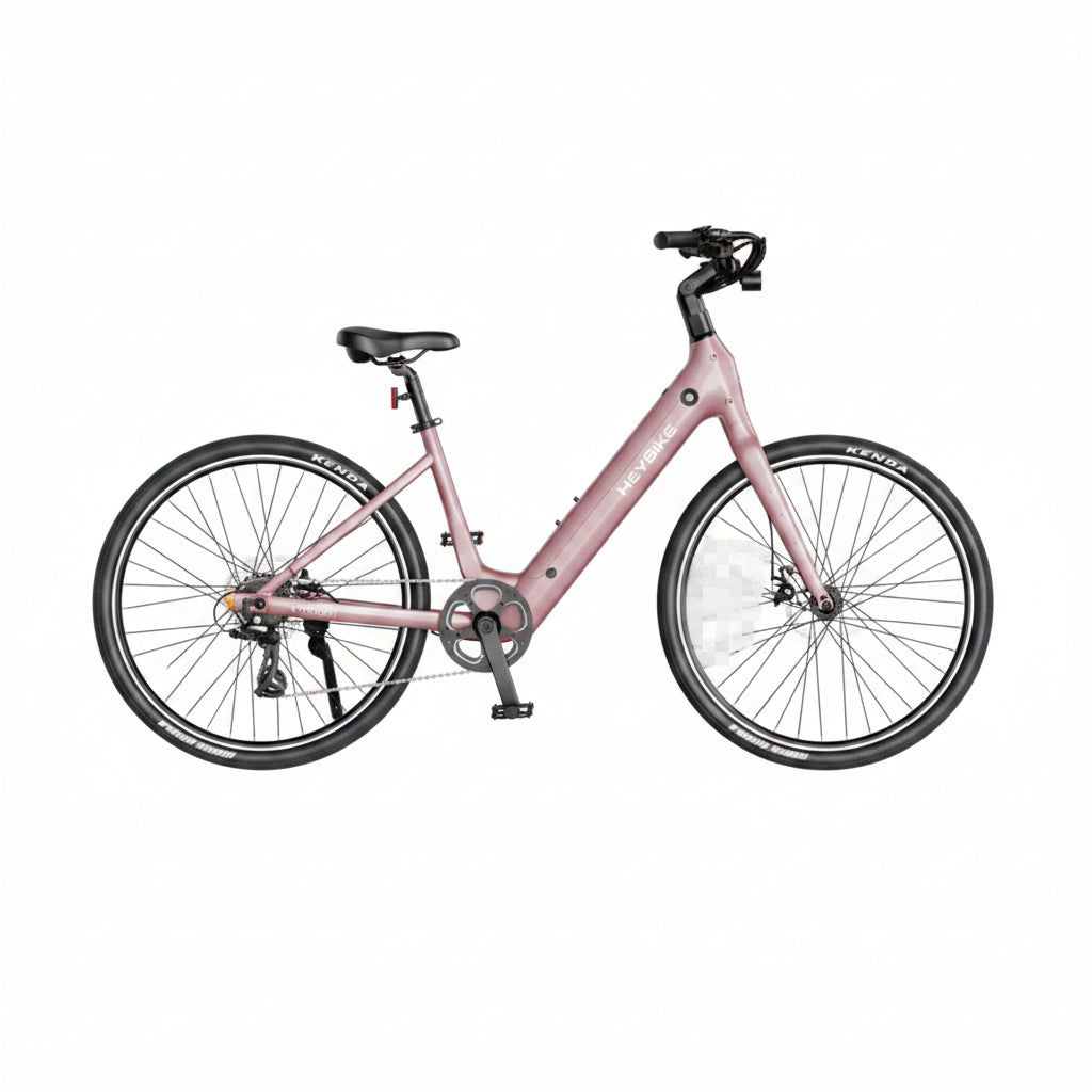 Pink bike with a white background